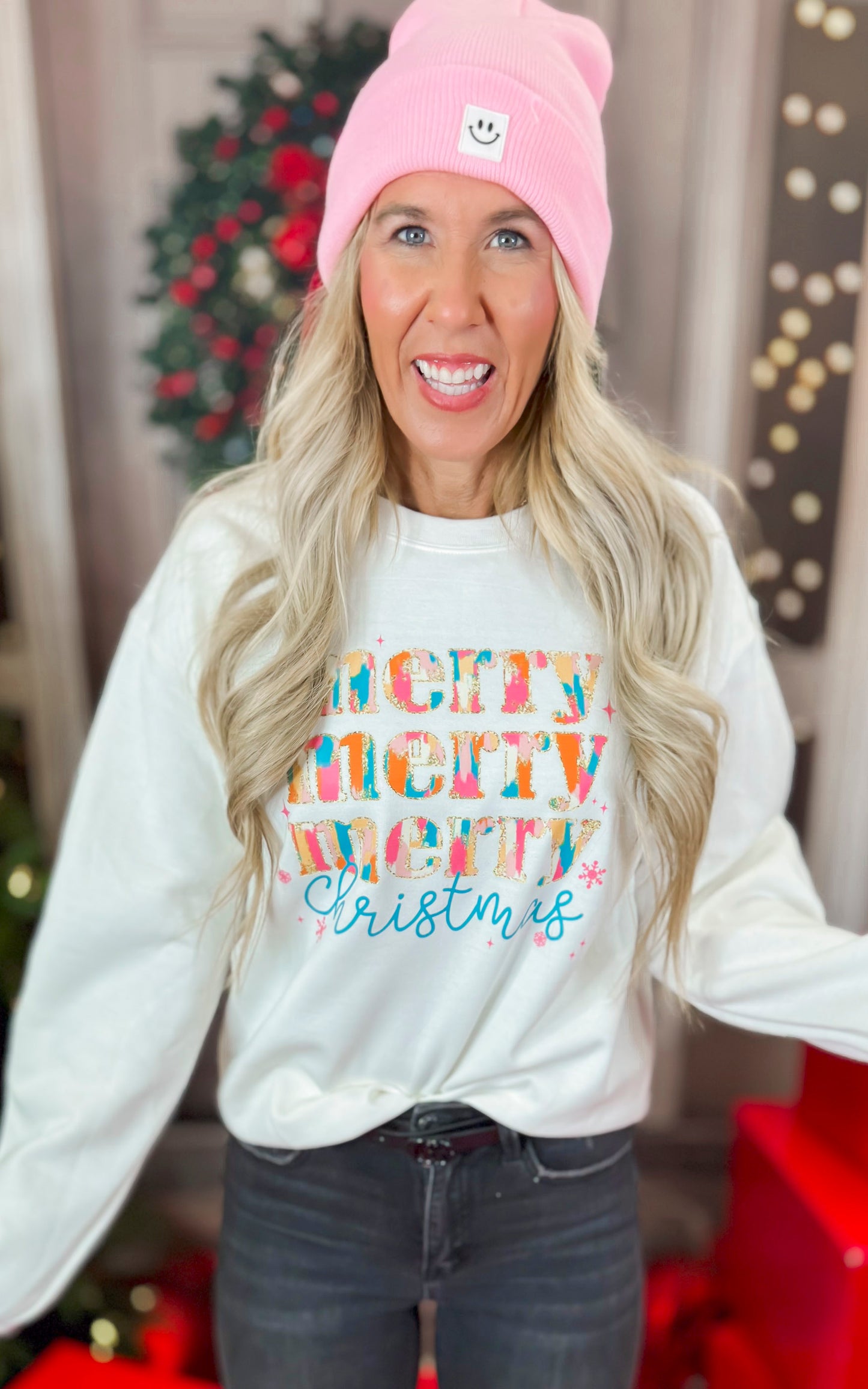 Merry Christmas Graphic Crewneck Sweatshirt - Final Sale