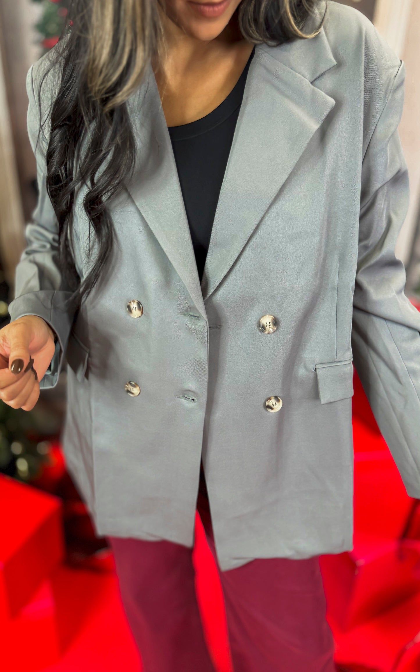 Double Button Front Pocket Blazer