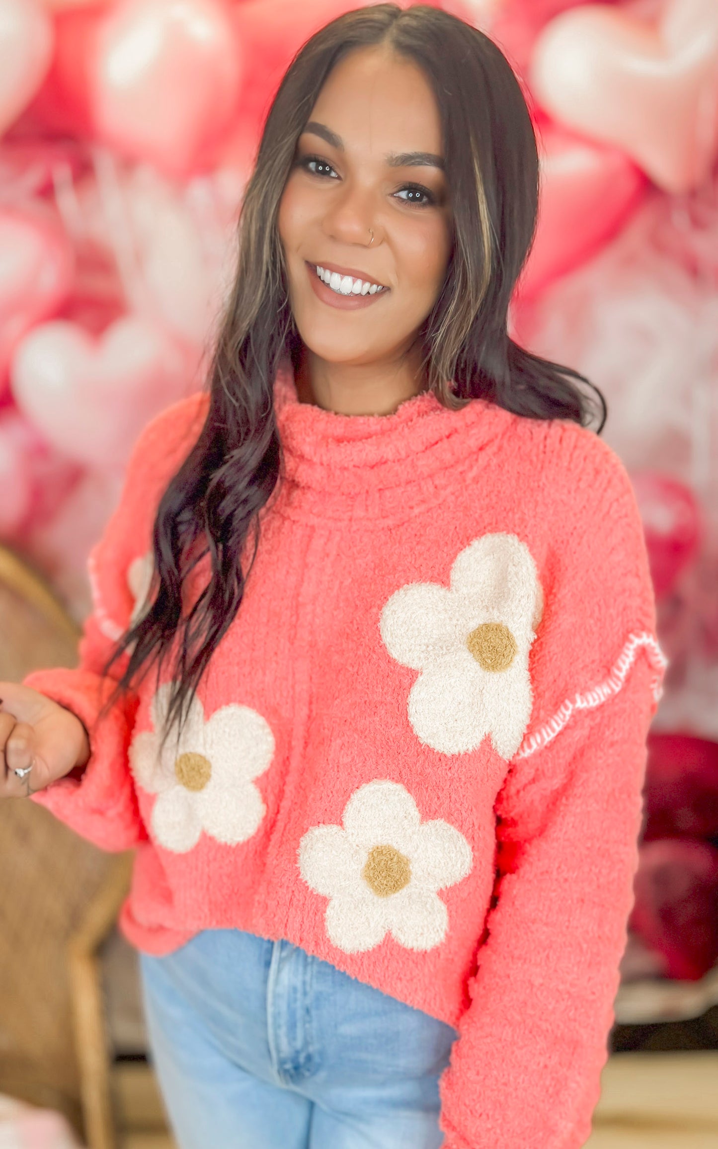 Floral Print Berber Sweater | POL - Final Sale