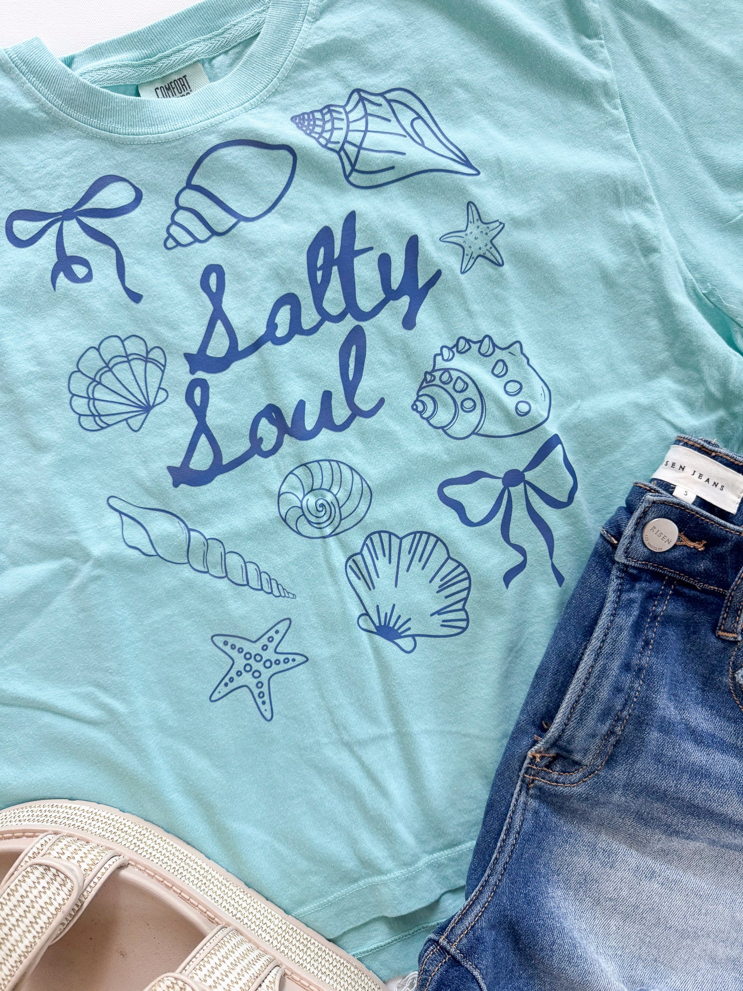Salty Soul Garment Dyed Graphic Boxy Crop T-shirt