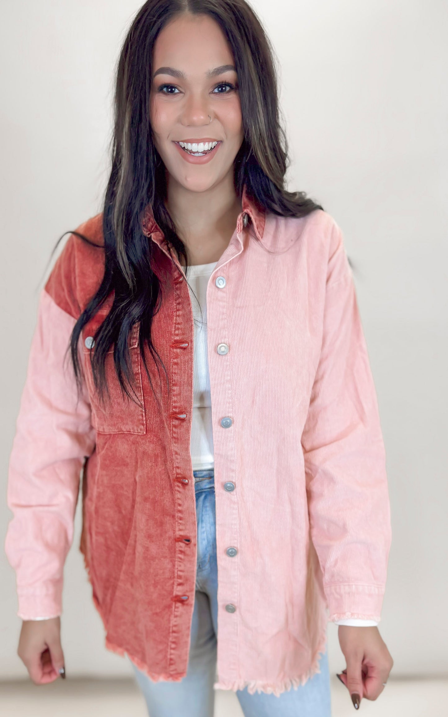 Color Contrast Washed Out Corduroy Jacket** - Final Sale