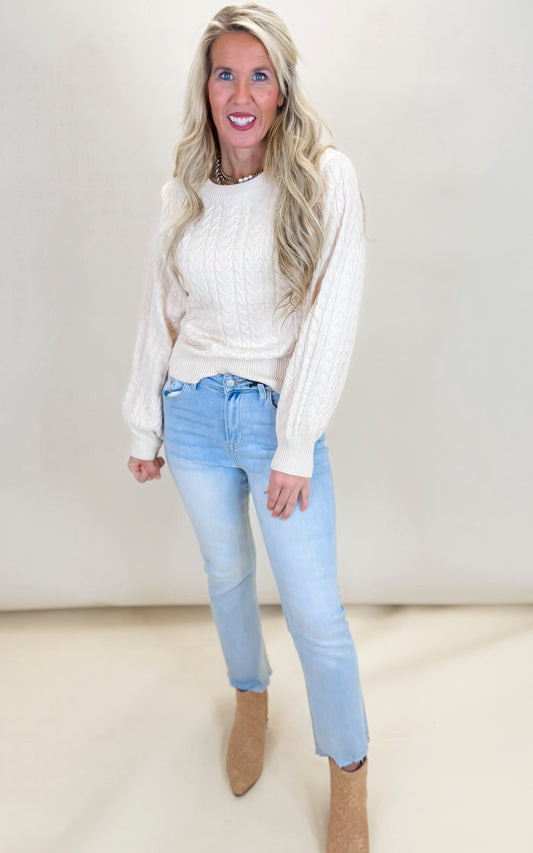 Soft Cable Knit Sweater Top - Final Sale