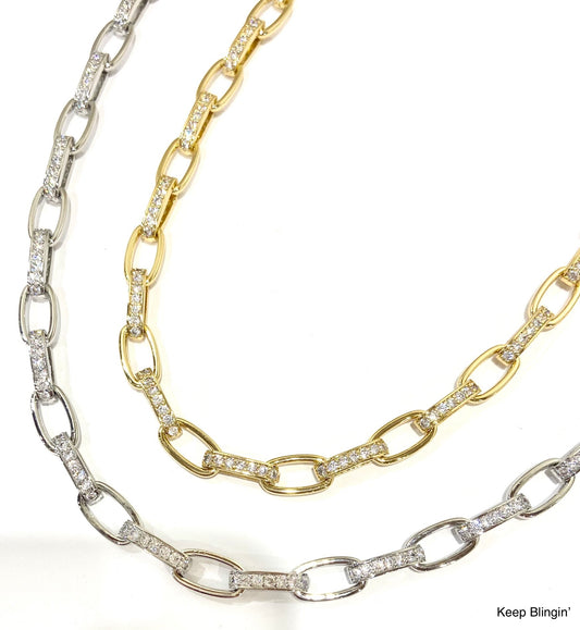 Keep Blingin' 16"+3" Ext. Pave' Link Chain Necklace | B.B. LILA JEWELRY **30A JANUARY PREORDER