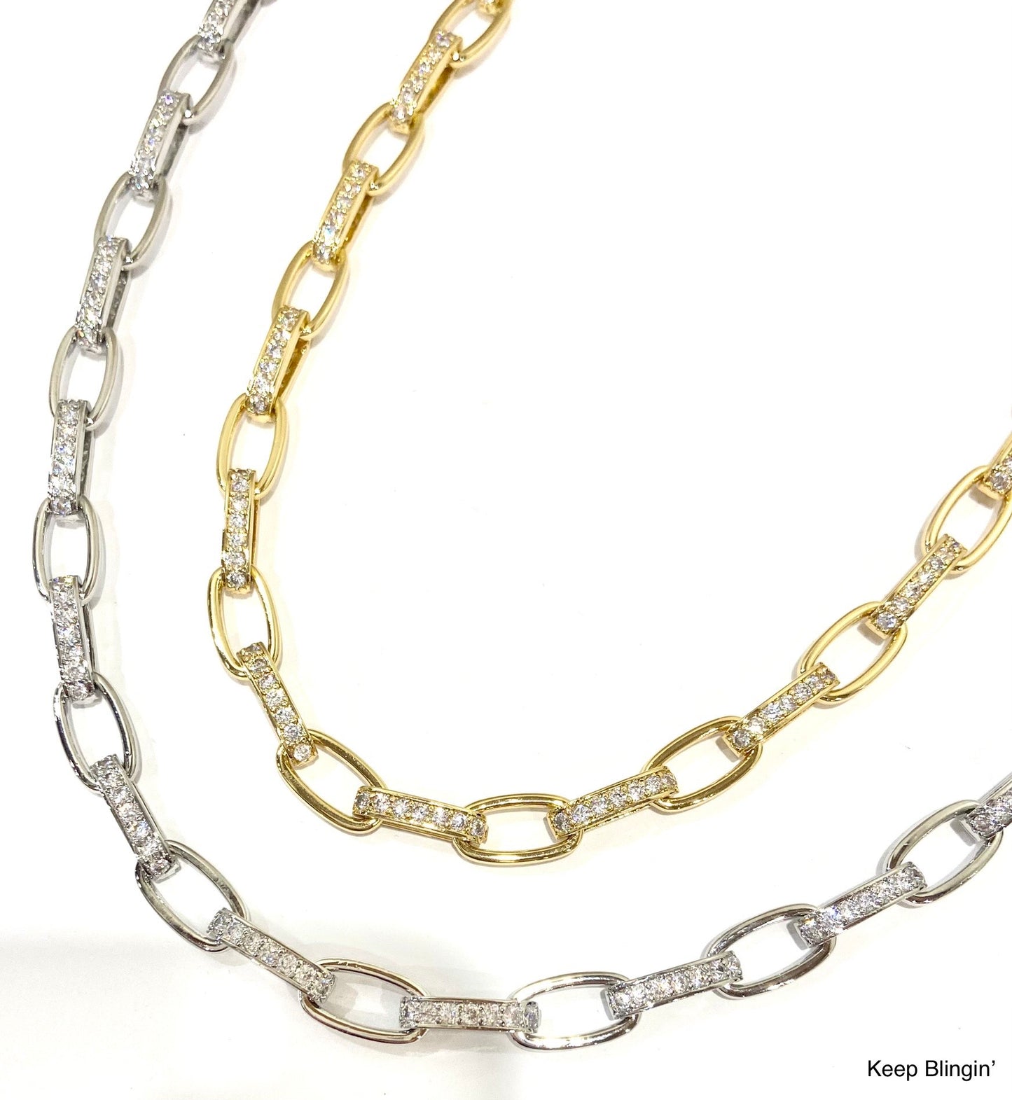 Keep Blingin' 16"+3" Ext. Pave' Link Chain Necklace | B.B. LILA JEWELRY **30A JANUARY PREORDER