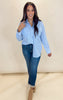 Light Blue Stripe Button Down Utility Shirt - Final Sale
