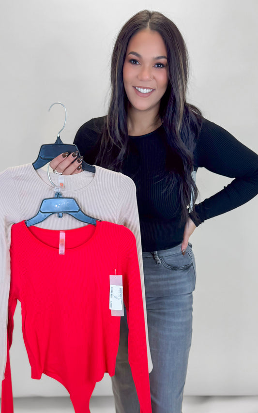 Ribbed Seamless Long Sleeve Bodysuit | MONO B** FINAL SALE