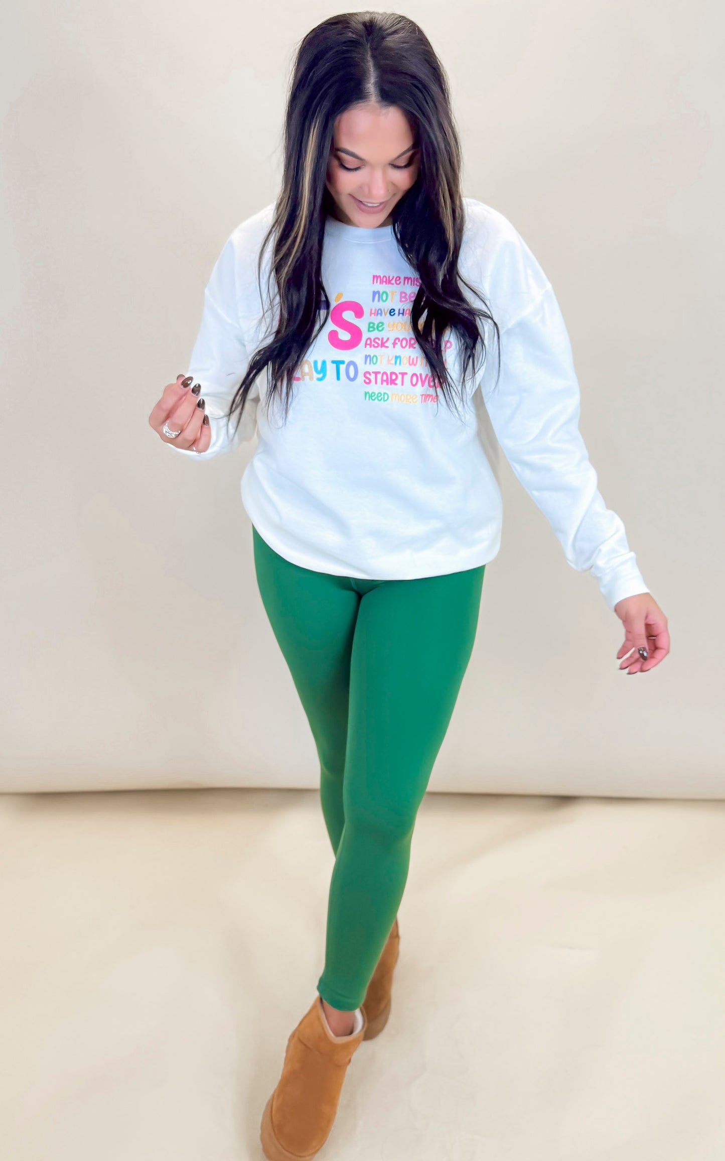 Forest Green Venice Crossover Waist Leggings |Mono B - Final Sale