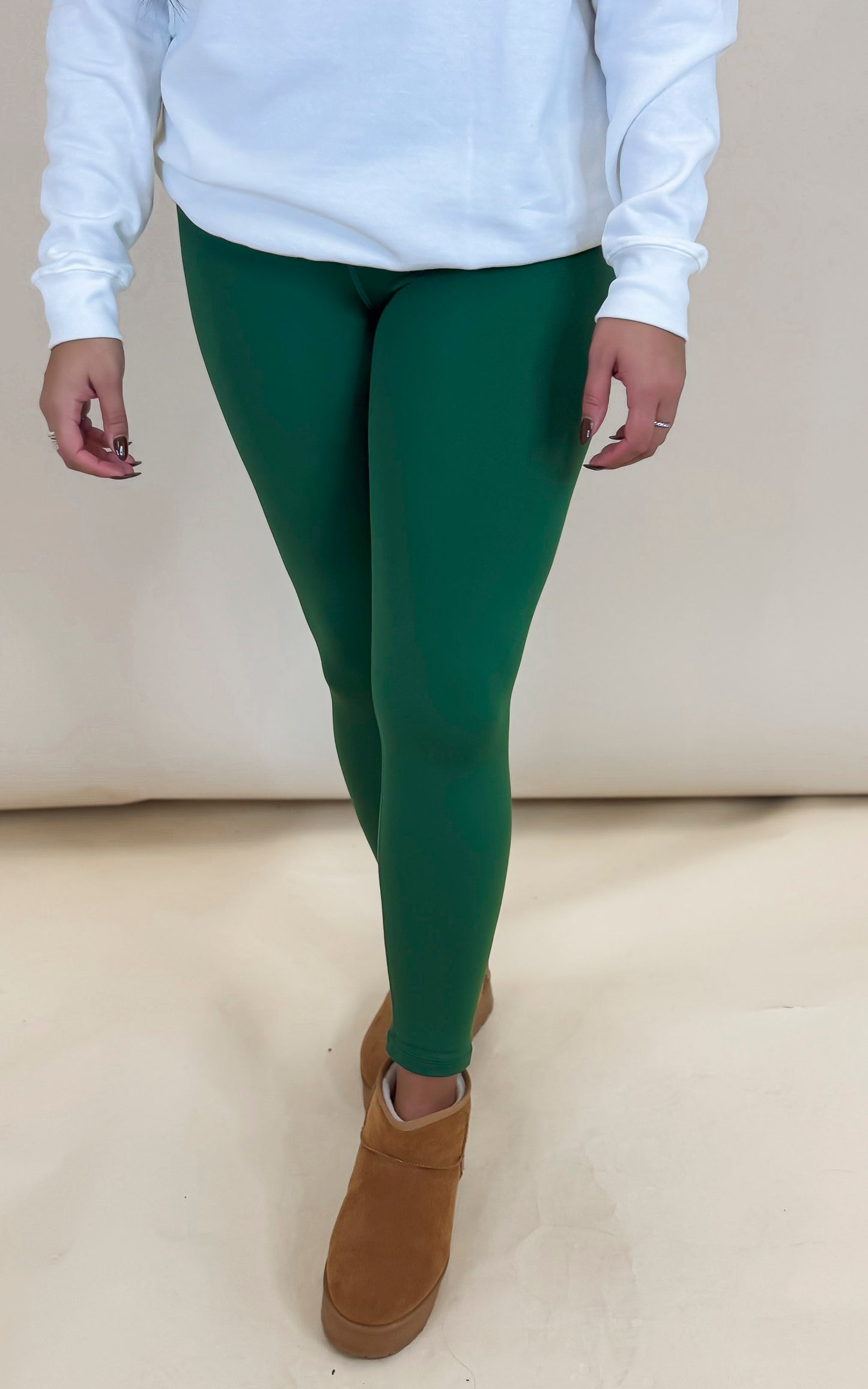 Forest Green Venice Crossover Waist Leggings |Mono B - Final Sale