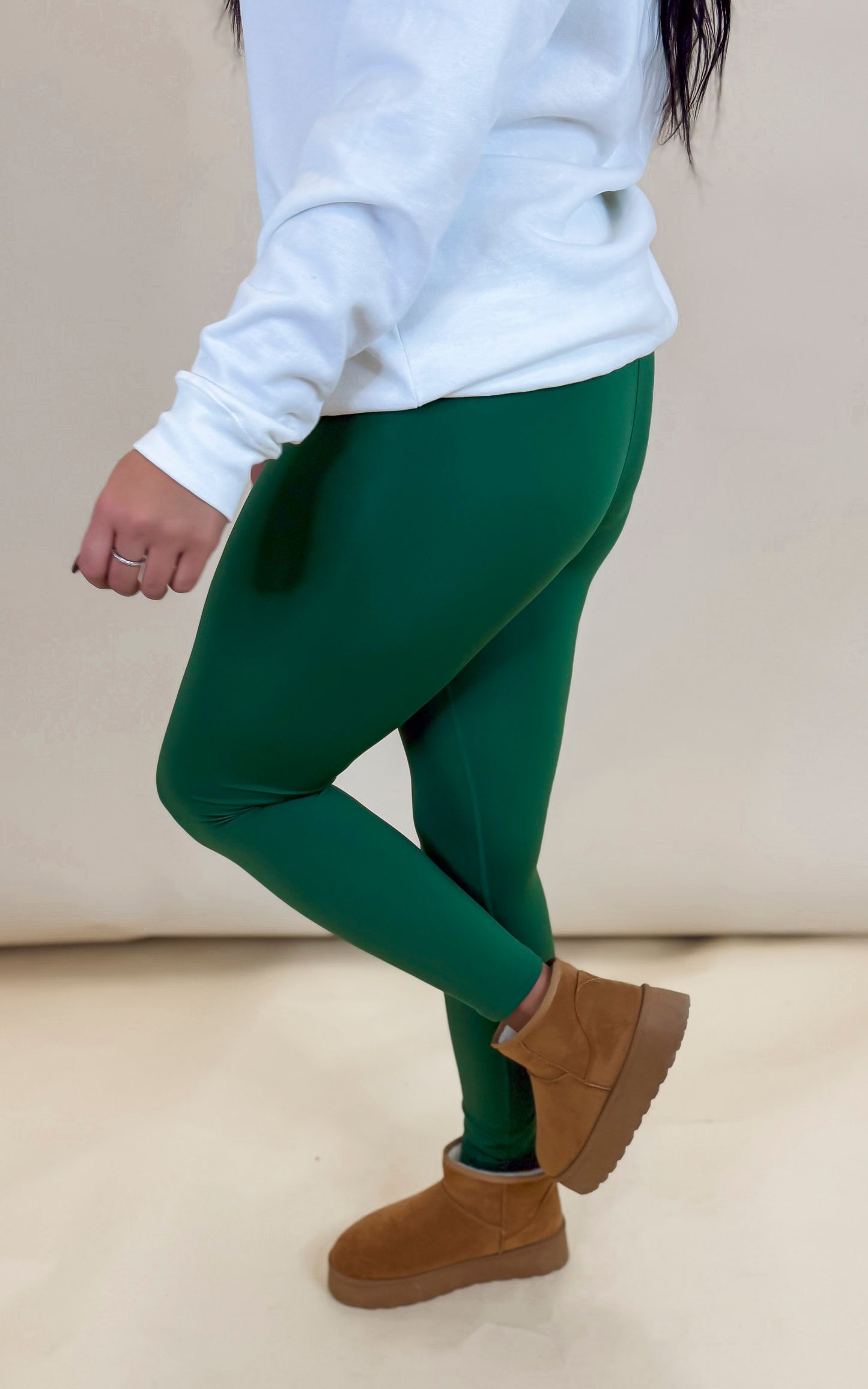 Forest Green Venice Crossover Waist Leggings |Mono B - Final Sale
