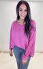 Dusty Mauve Long Sleeve Solid Woven Top