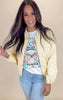 Dusty Yellow Long Sleeve Solid Faux Leather Jacket