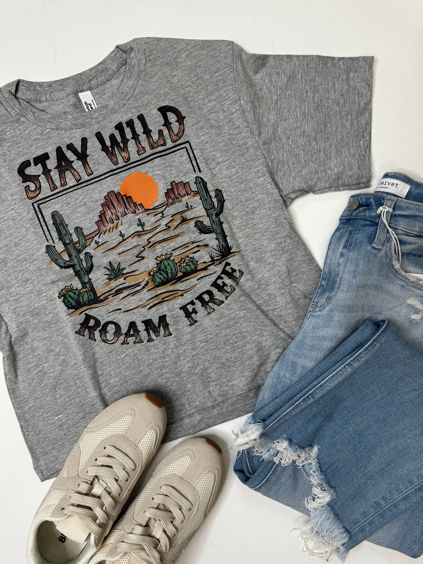Stay Wild Roam Free Fine Jersey Boxy Graphic Tee
