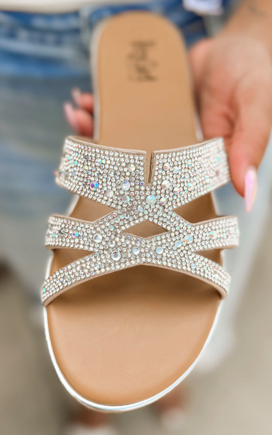 Flair Clear Rhinestone Sandals | Corky - Final Sale