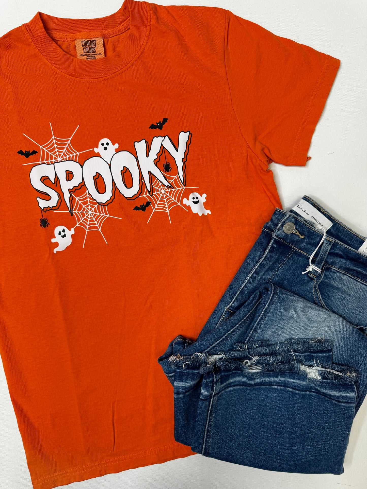Spiderweb Spooky Ghosts Garment Graphic T-shirt