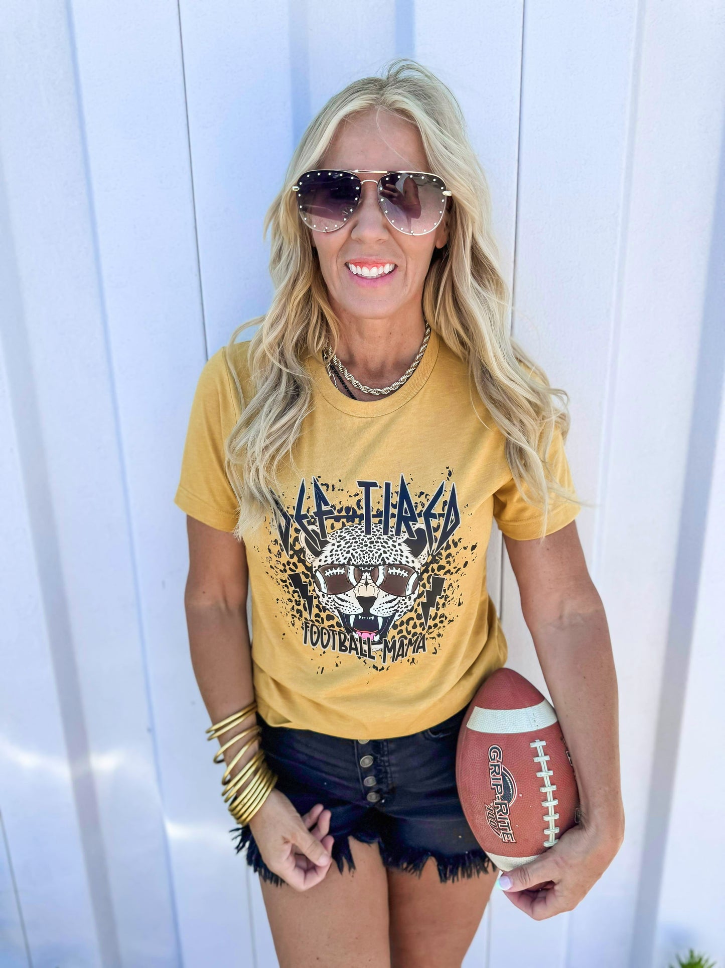 Def Tired Football Mama Graphic T-shirt *