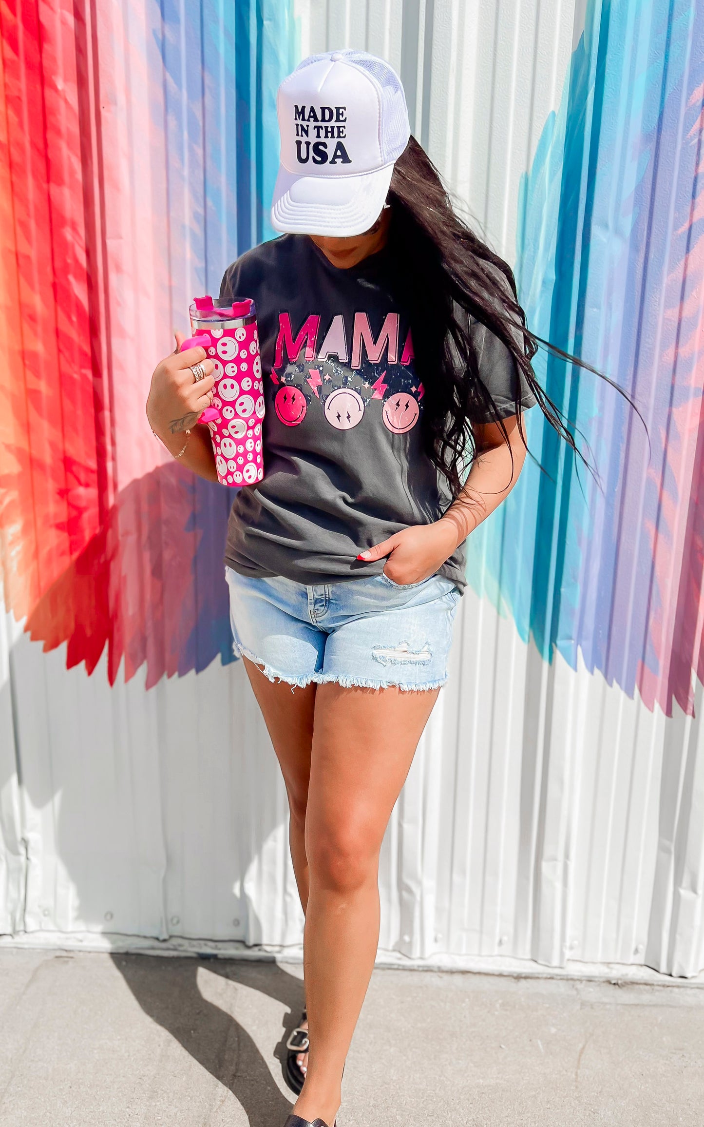 Just a Happy Mama Garment Dyed Graphic T-shirt