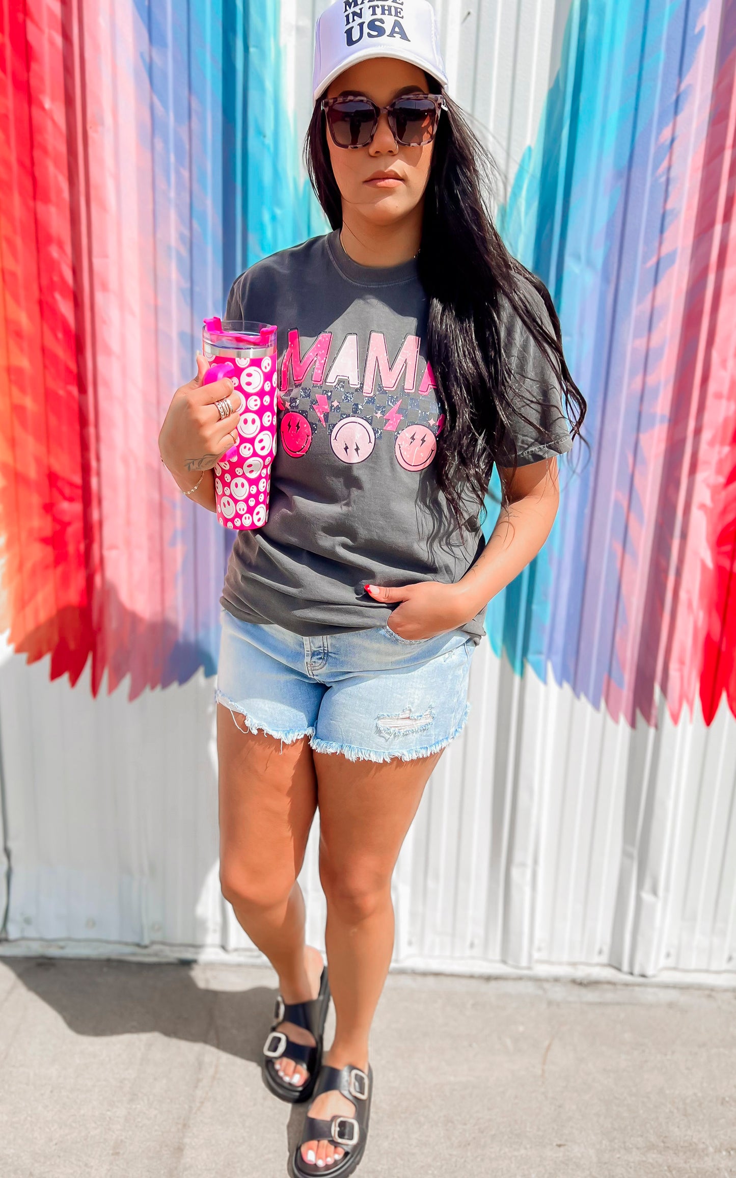 Just a Happy Mama Garment Dyed Graphic T-shirt