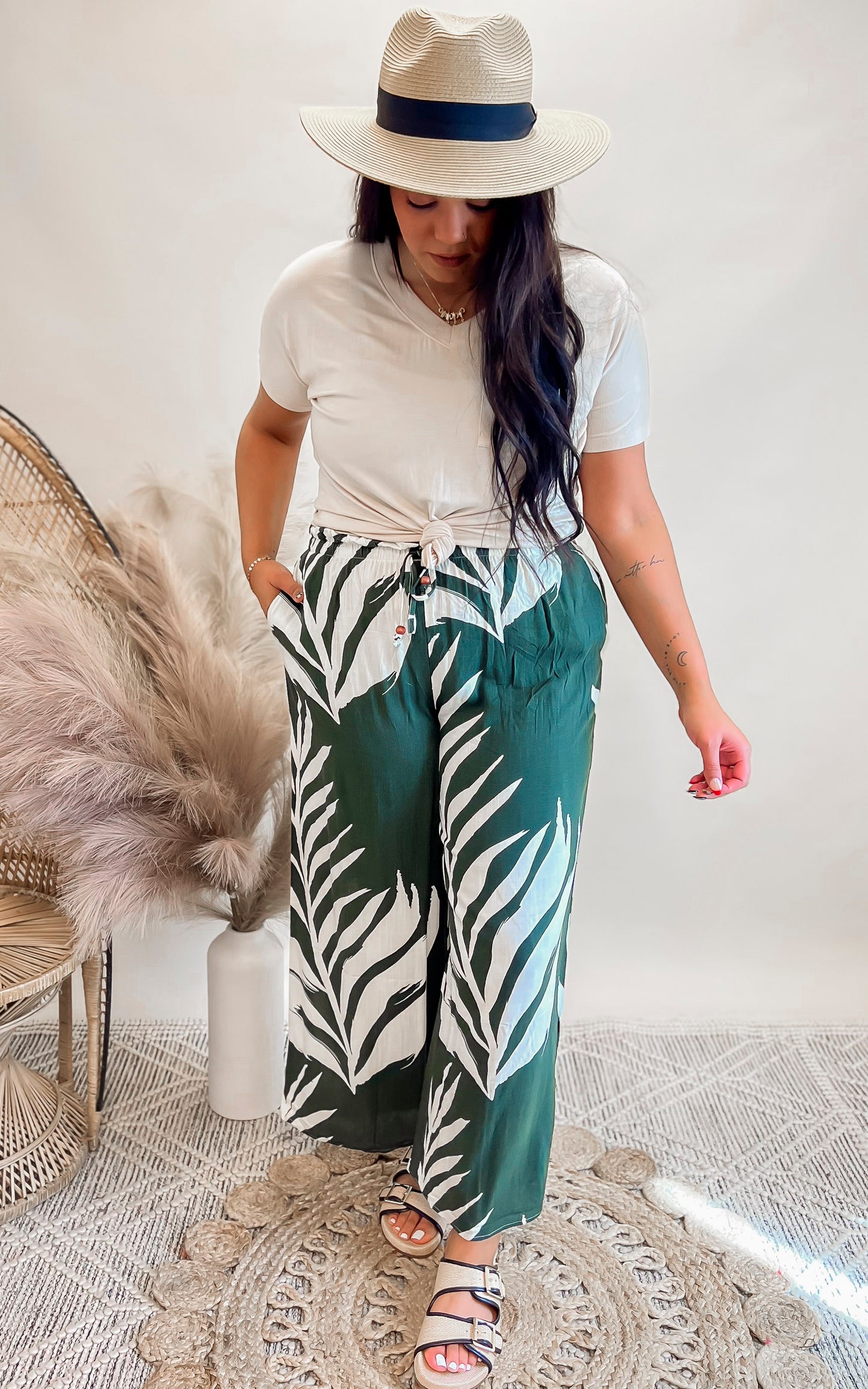 Dark Green Palm Resort Pants | FINAL SALE