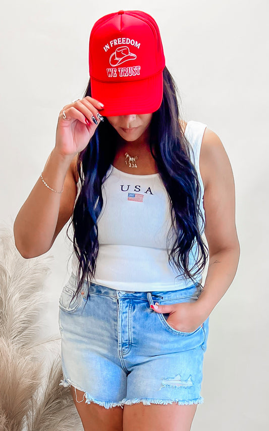 USA White Tank Bodysuit | FINAL SALE