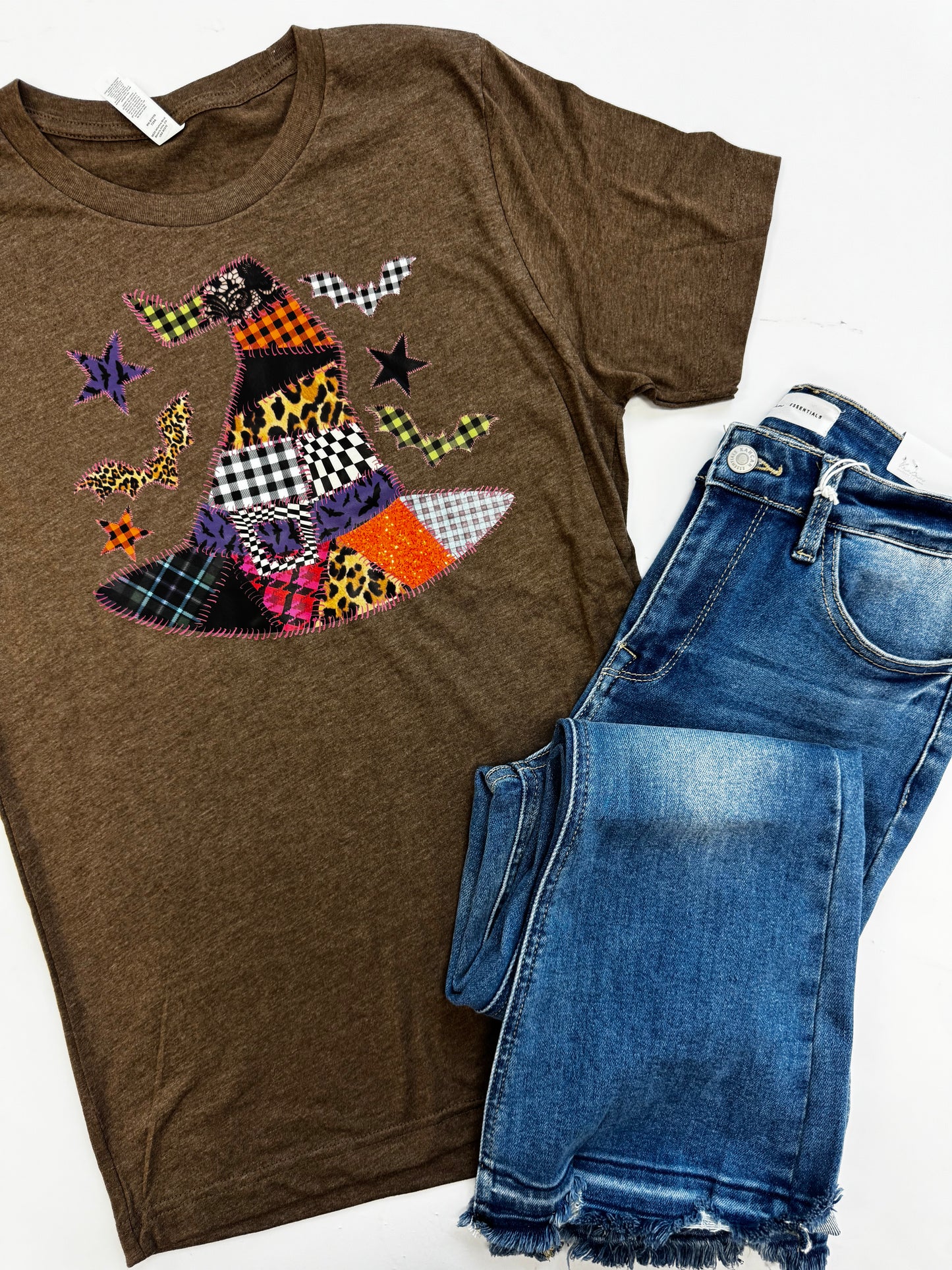 Haunted Patchwork Witch Graphic T-shirt