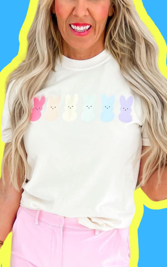 Rainbow Easter Peeps Graphic T-shirt** - Final Sale
