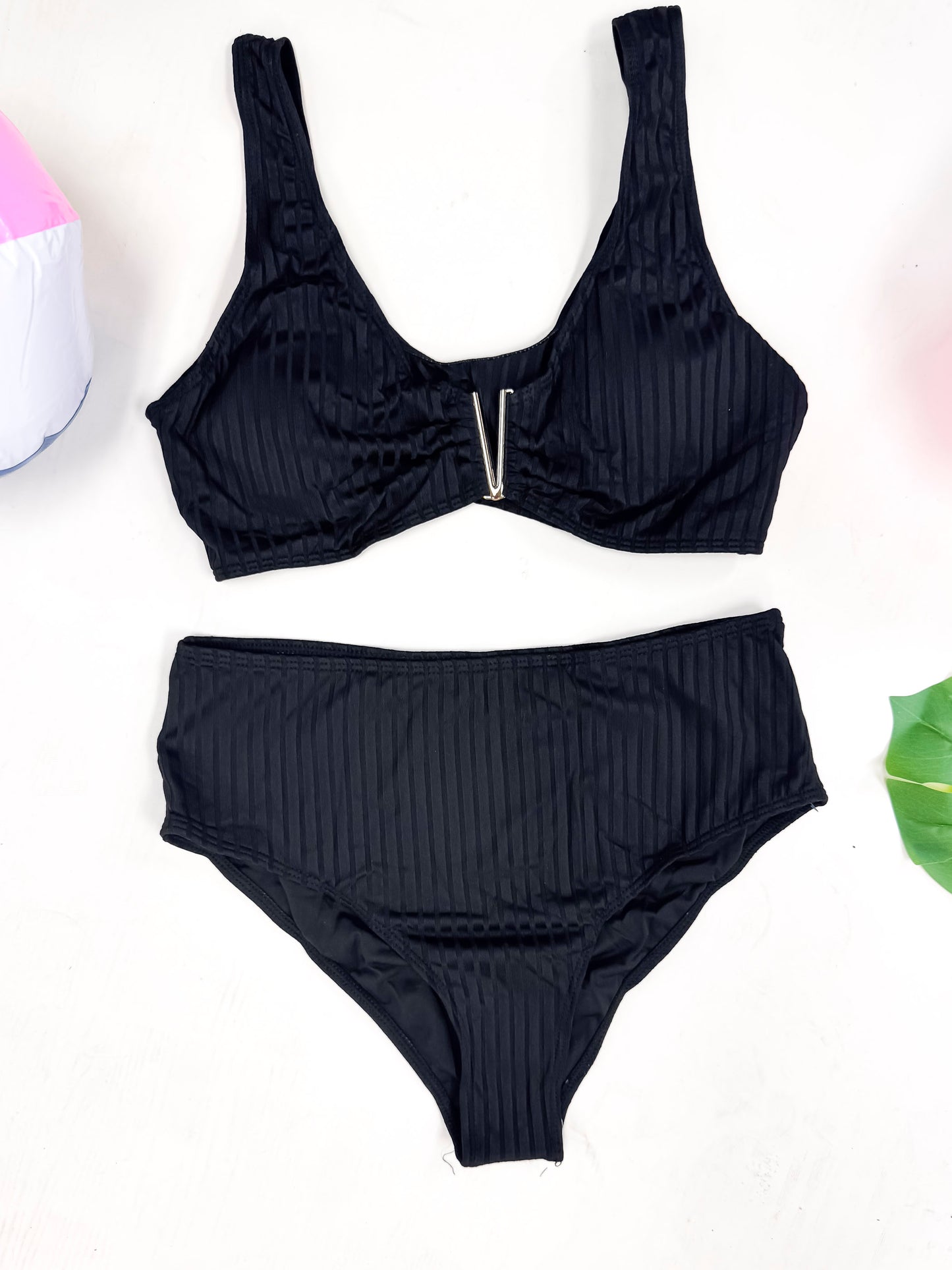 Black Luxe V Bikini Swimsuit * - Final Sale