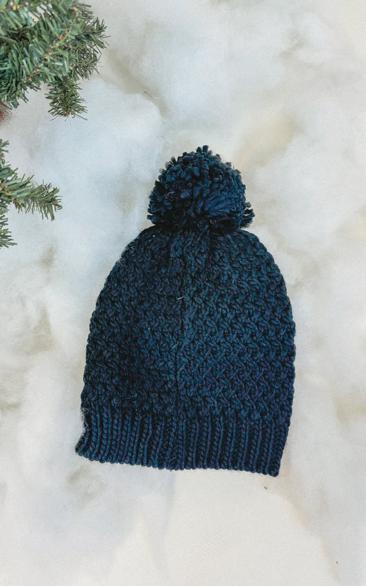 Black ZigZag Tight Knitted Beanie - Final Sale