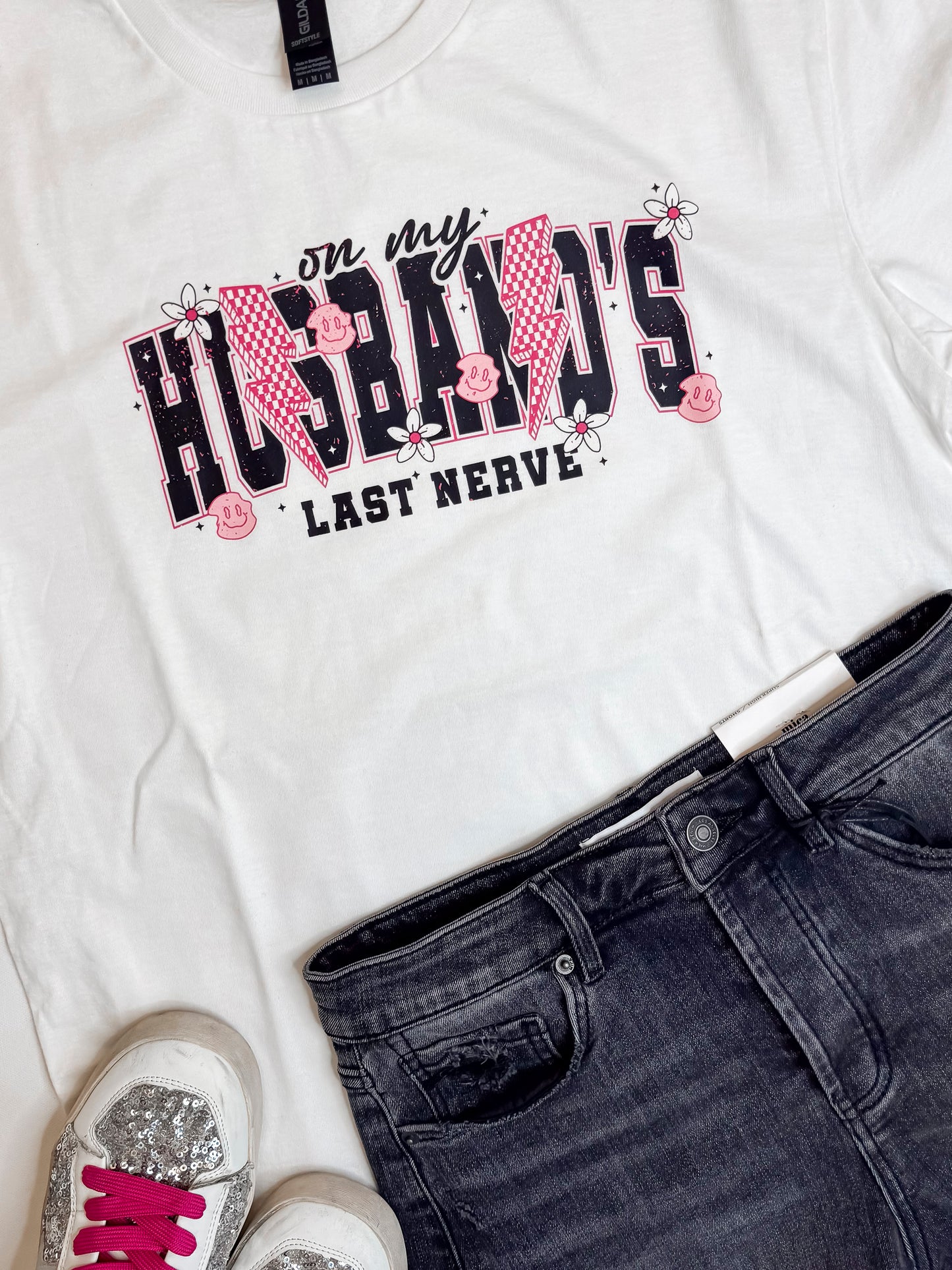 On My Husband's Last Nerve Graphic T-shirt