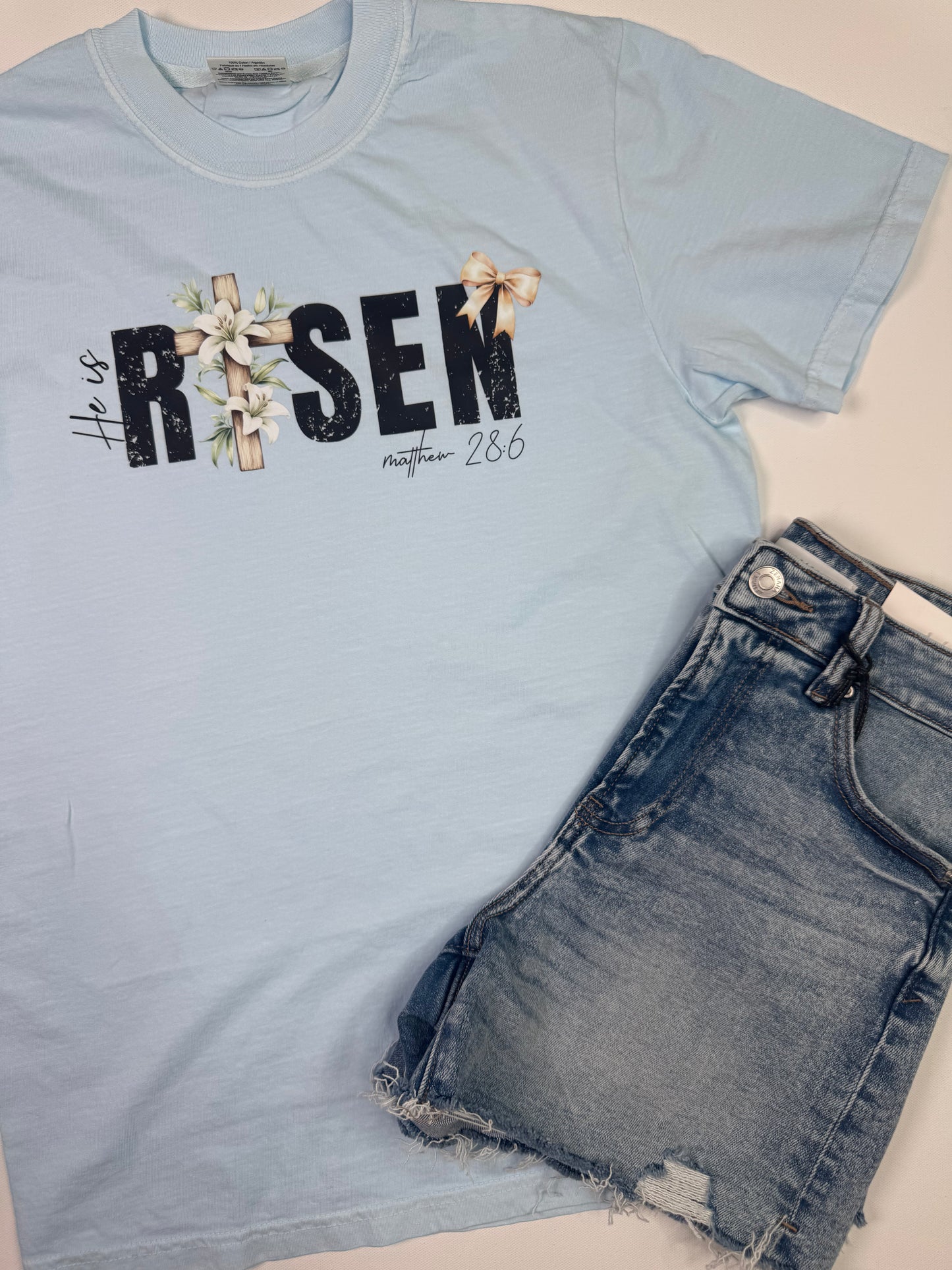 He Is Risen Mathew 28.6 Garment Dyed Graphic T-shirt