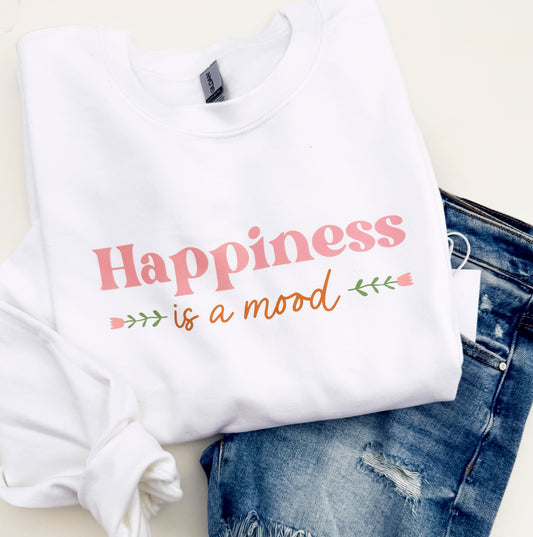 Happiness is A Mood Graphic Crewneck Sweatshirt