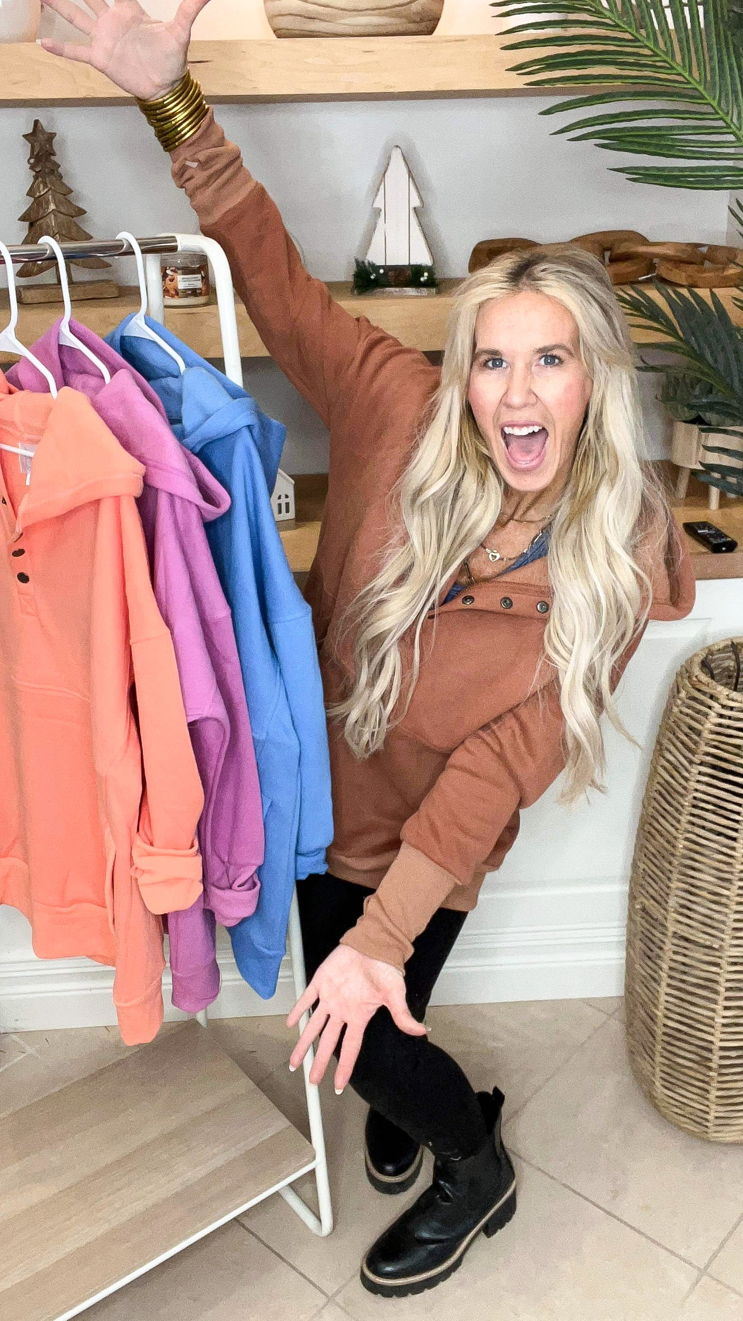Coral Never Take Off Button Front Tunic Hoodie with Pockets by Salty Wave**FINAL SALE*
