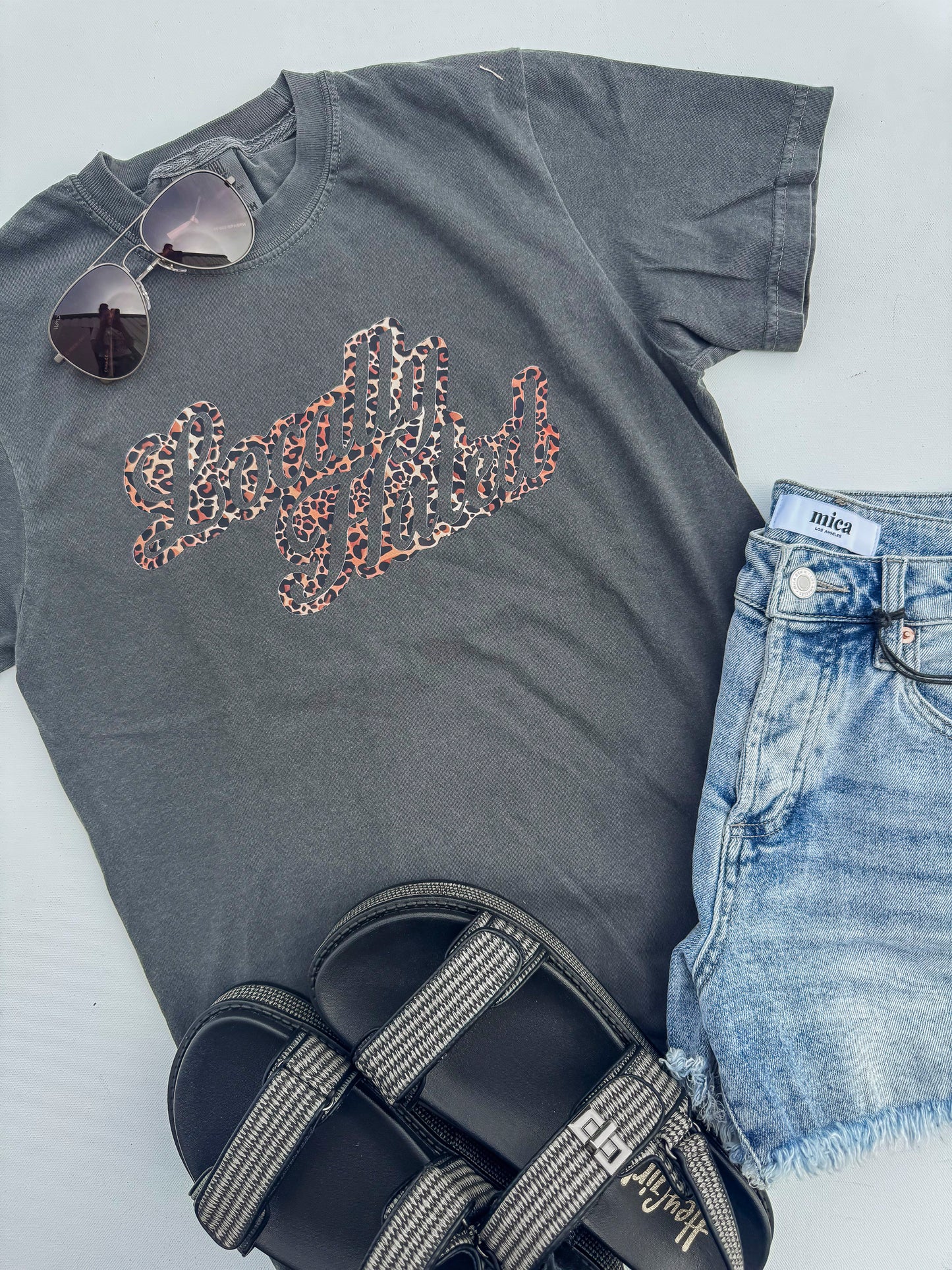 Locally Hated Leopard Garment Dyed Graphic T-shirt