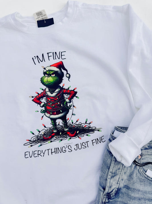 I'm Fine Everythings Just Fine Garment Dyed Sweatshirt | Comfort Colors