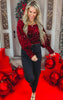 Sequin Velvet Square Neck Puff Sleeve Top