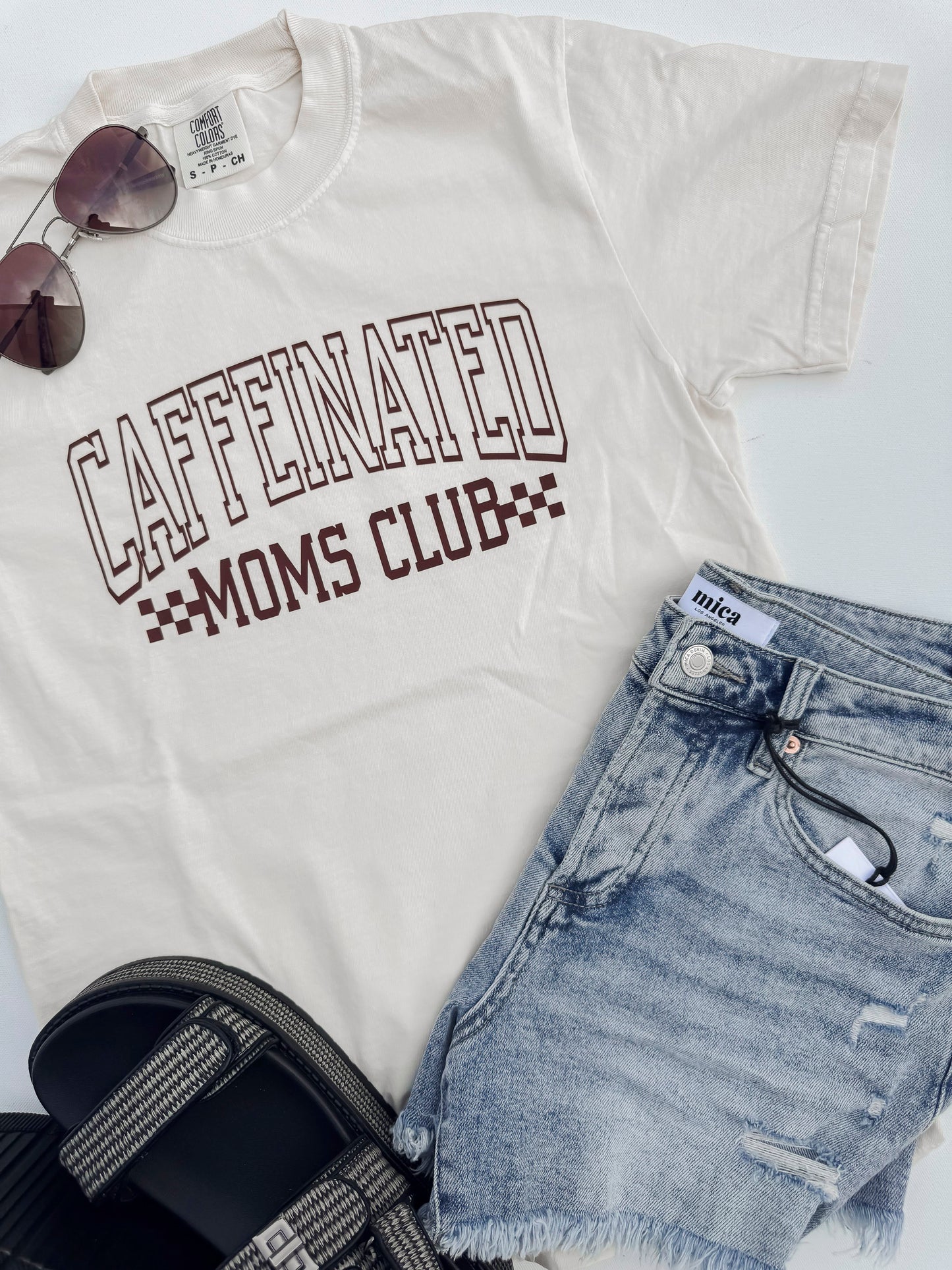 Caffinated Mom Club Garment Dyed Graphic T-shirt