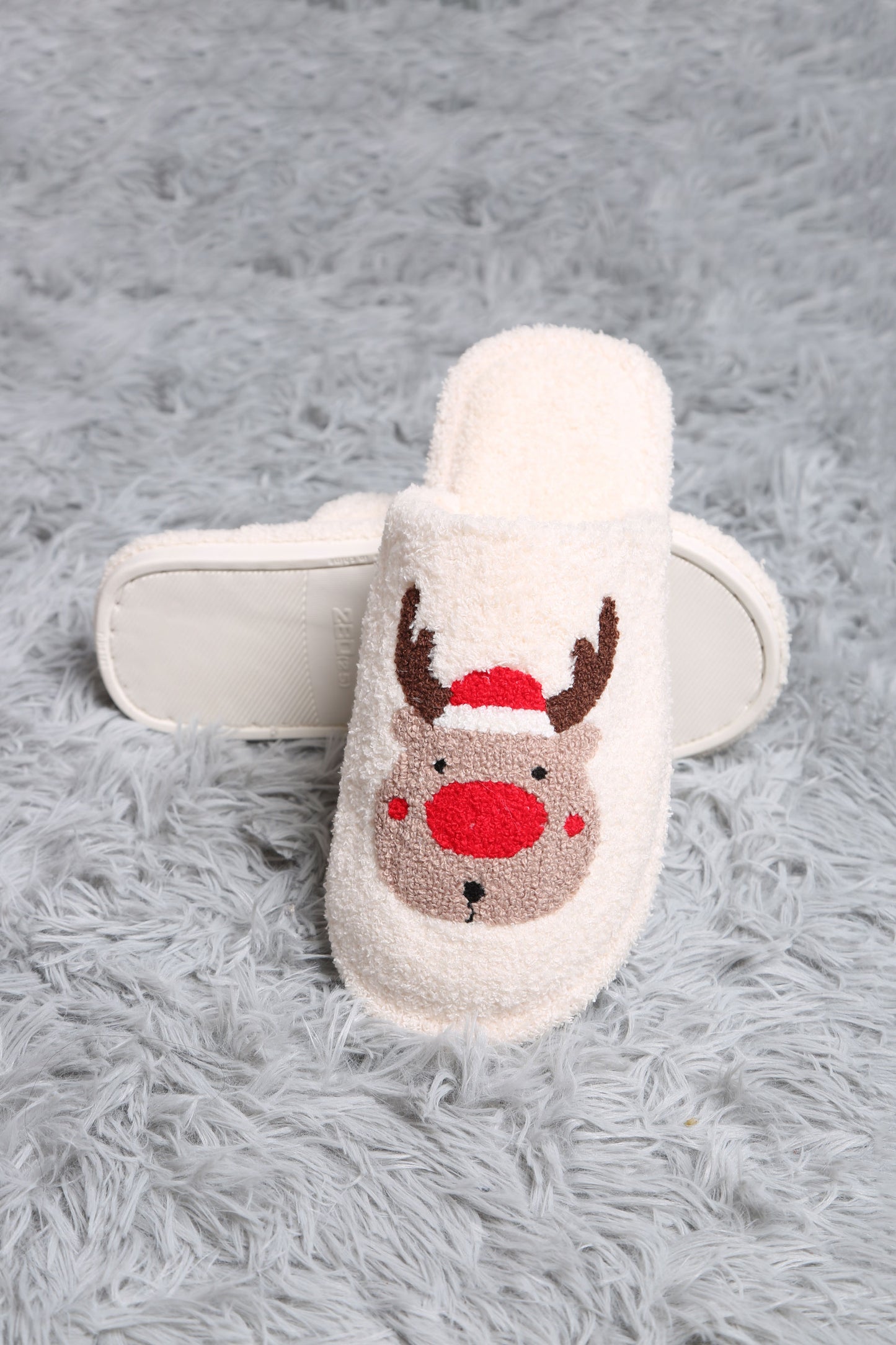 Reindeer Embroidered Slippers - Final Sale**