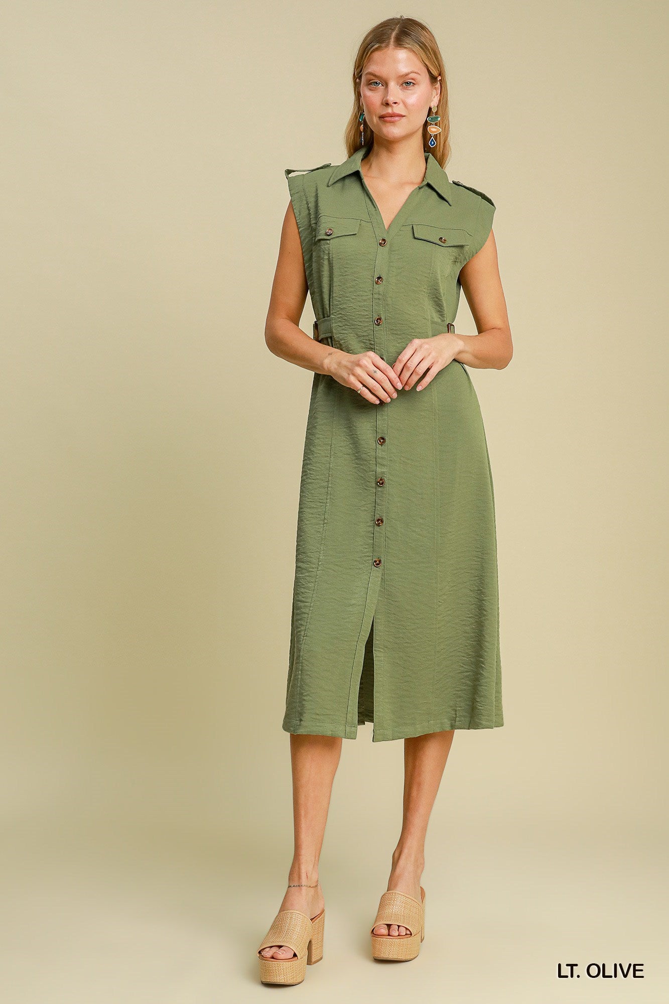 Sleeveless Button Down Midi Dress | UMGEE - Final Sale