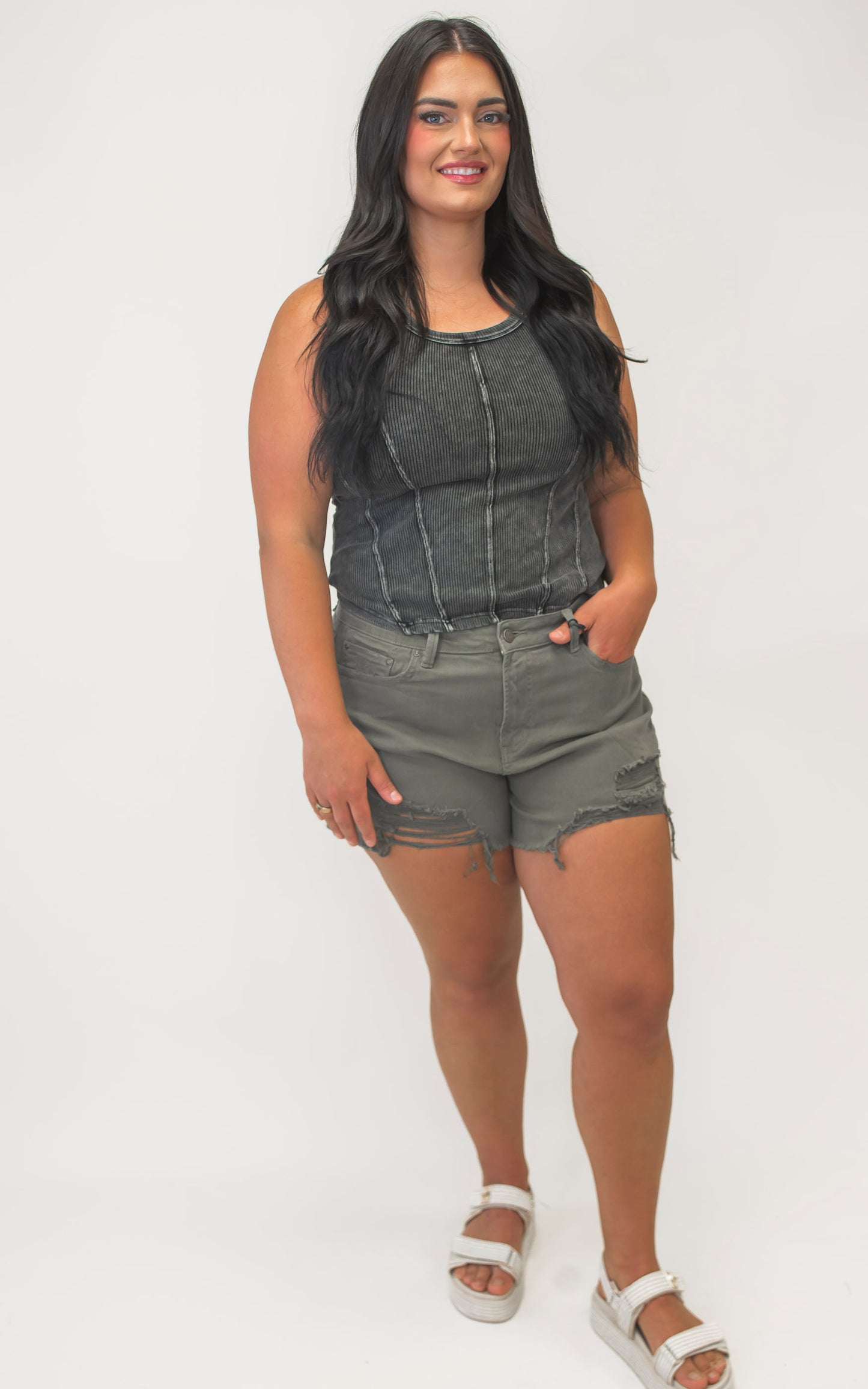 Washed Black Princess Stitch Tank Top