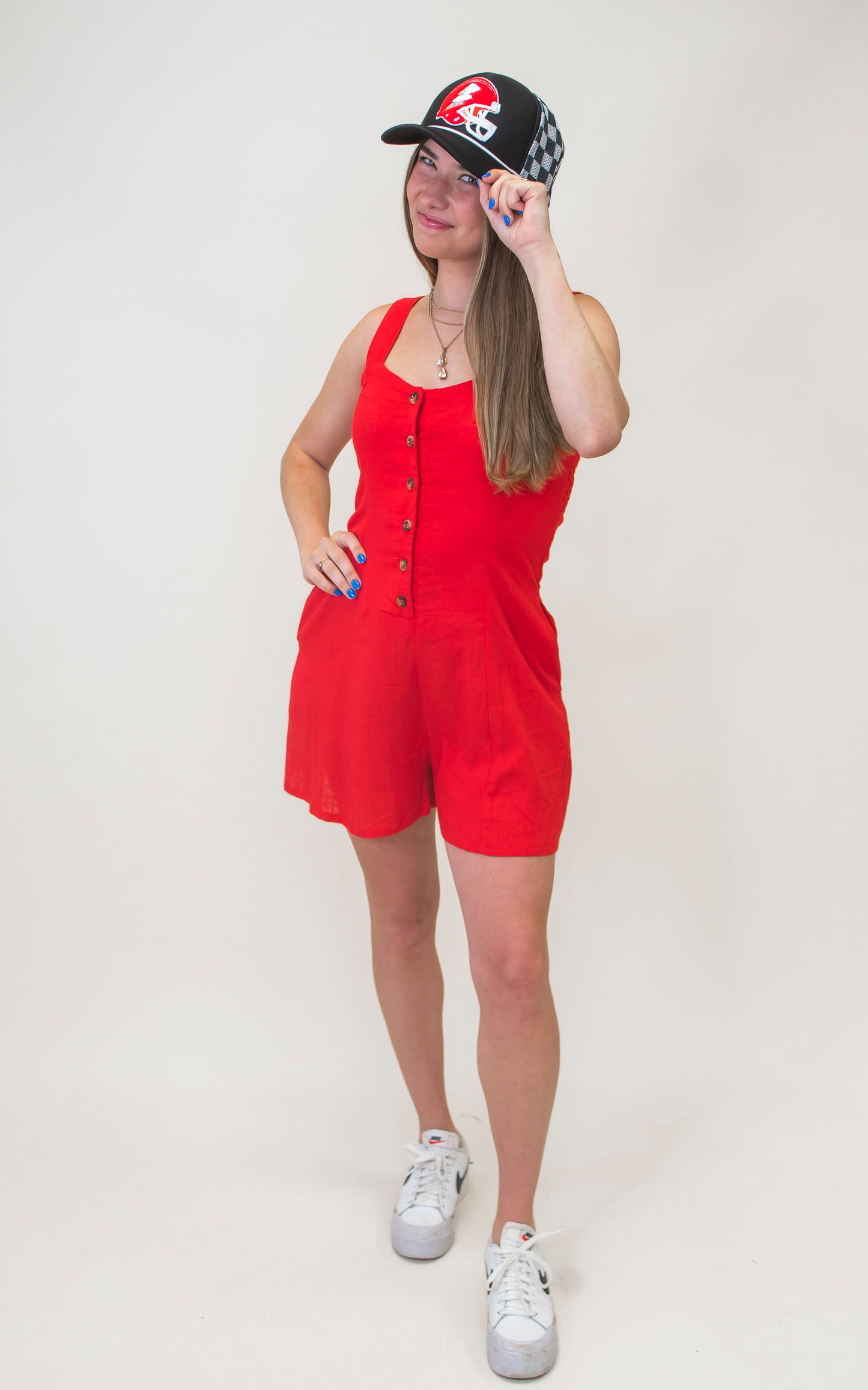 Seeing Red Solid Knit Romper