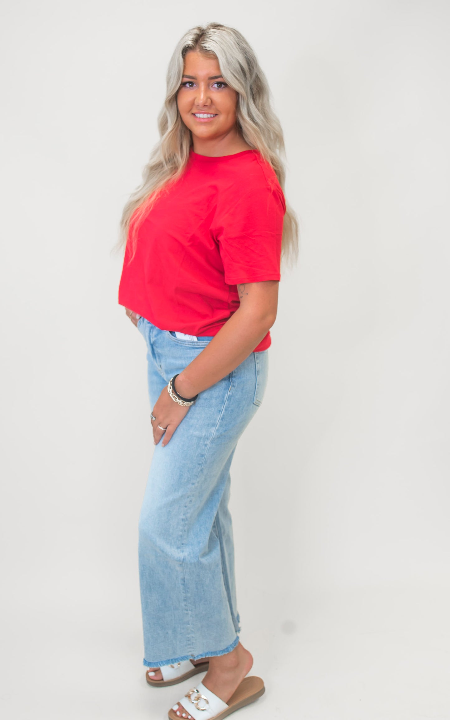 Cotton Boyfriend Round Neck Tee | ZENANA *DEAL