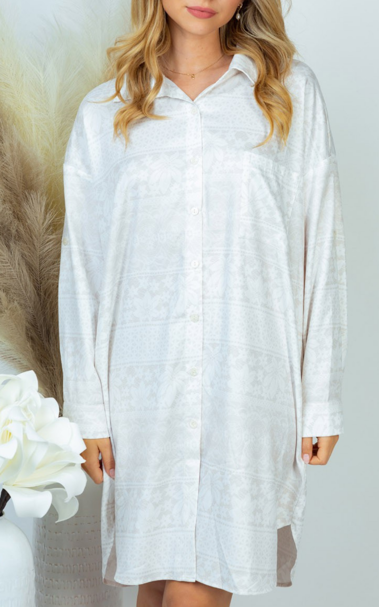 Long Sleeve Floral Print Woven Dress **DEAL - COUPON EXCLUDED