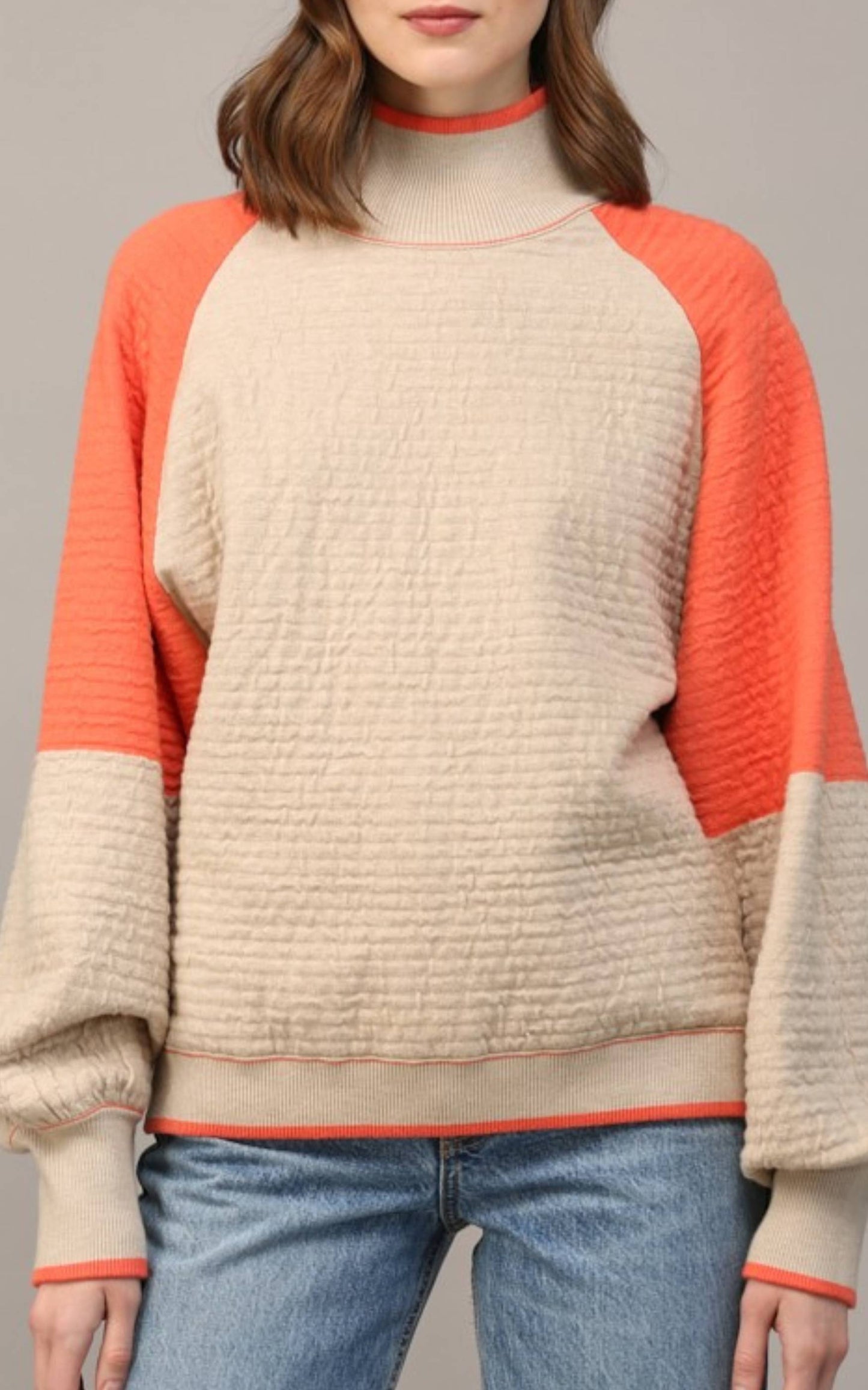 Texture Knit Color Block Sweater