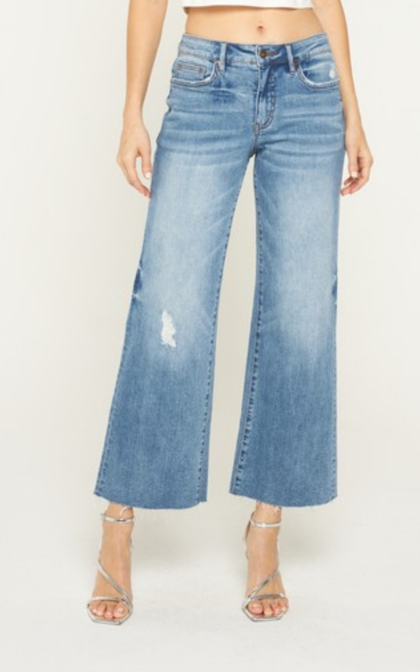 Mid Rise Tummy Control Wide Leg Denim Jean | MICA
