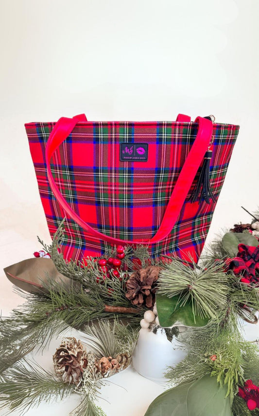 Red Tartan Tote - Makeup Junkie Holiday Collab w/ Bad Habit*