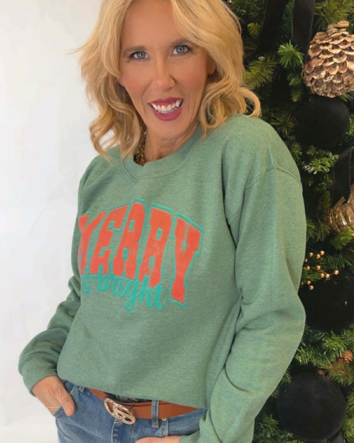Merry & Bright Crewneck Graphic Sweatshirt