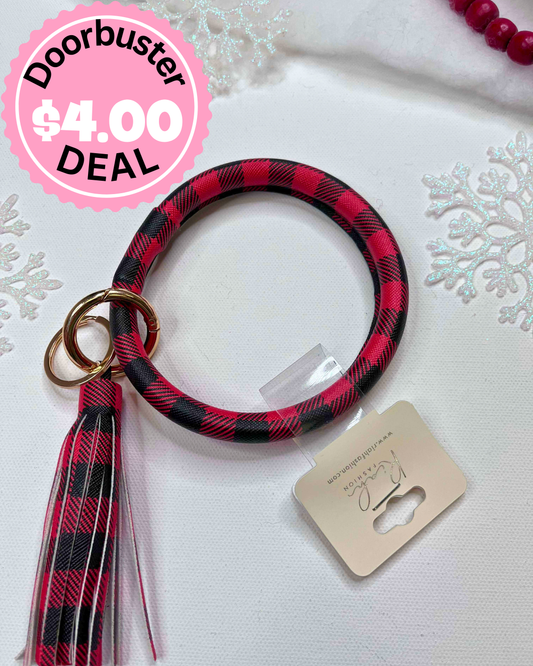 Buffalo Plaid Wristlet Keychain - DEAL