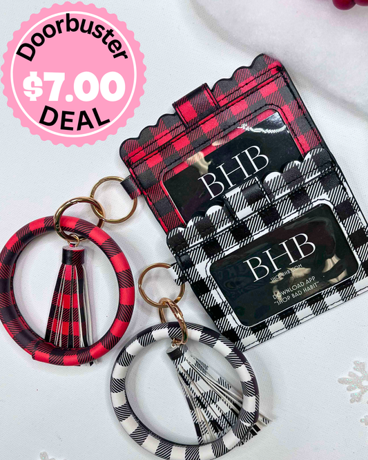 Buffalo Plaid Bracelet ID Holder - DEAL