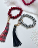 Buffalo Plaid Beaded Wristlet Keychain - DEAL