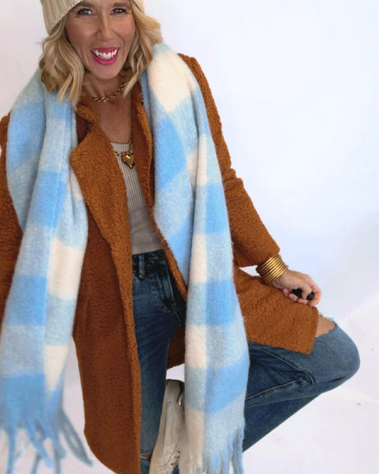 Color Block Checkered Scarf Soft Warm Shawl