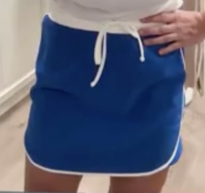 Royal Blue Contrast Piping French Terry Skirt - Final Sale
